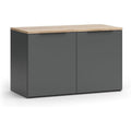 Buffet gris fonce bois ingenierie, 80 cm de large a 2 portes