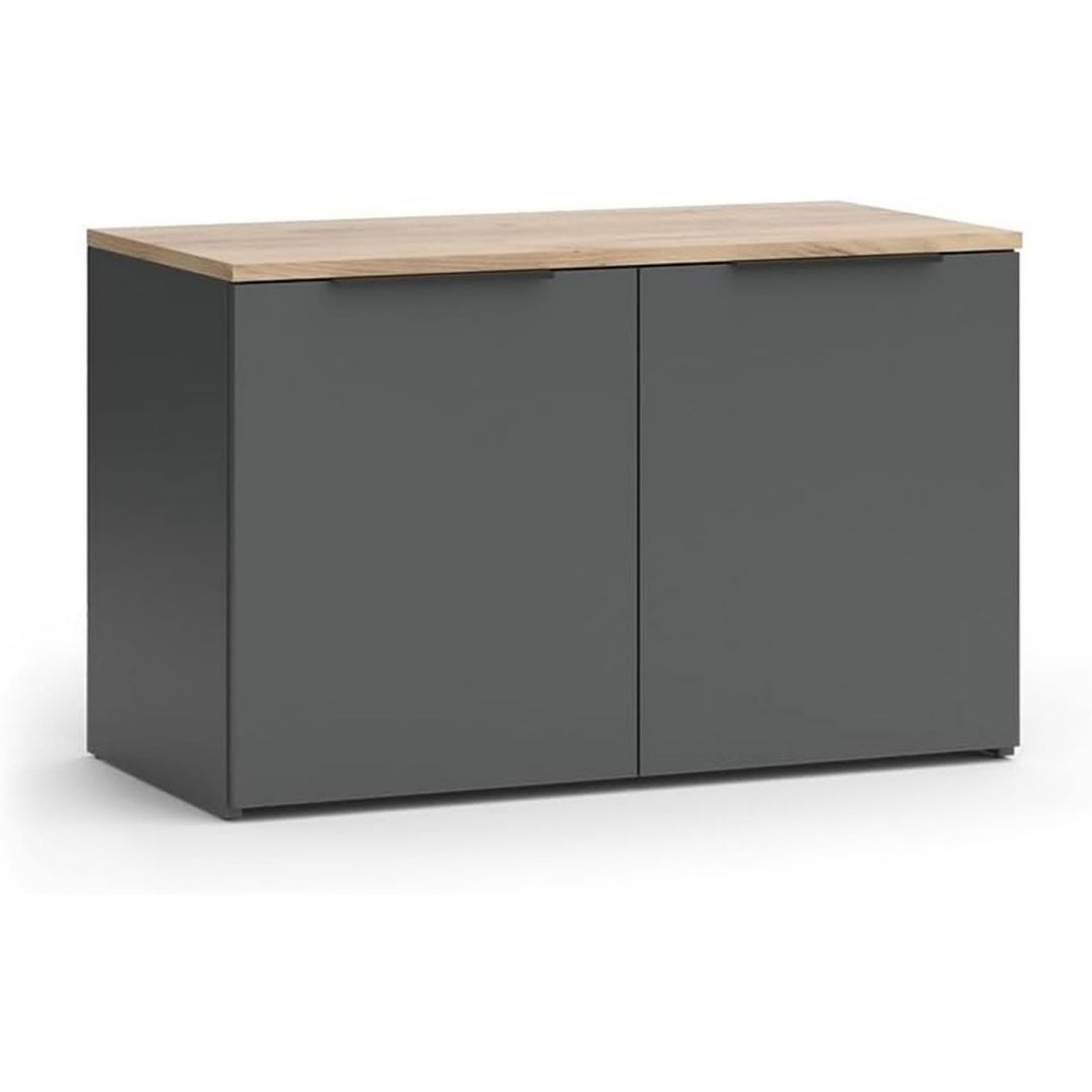 Buffet gris fonce bois ingenierie, 80 cm de large a 2 portes