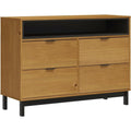 Chiffonnier rangement marron 4 tiroirs rustique