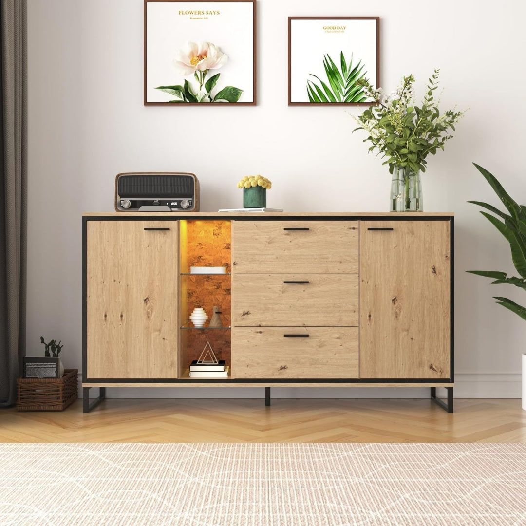 Credence en bois beige, allure contemporaine