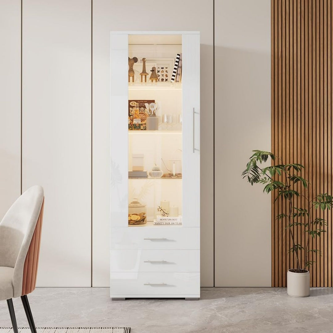 Vitrine gris clair 40 x 70 x 173 cm