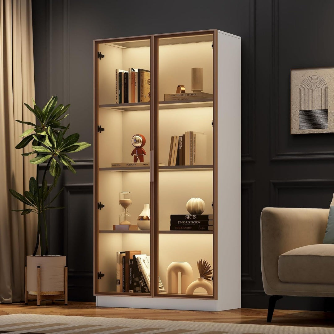 Un meuble qui suit votre quotidien, vitrine marron en panneau de particules