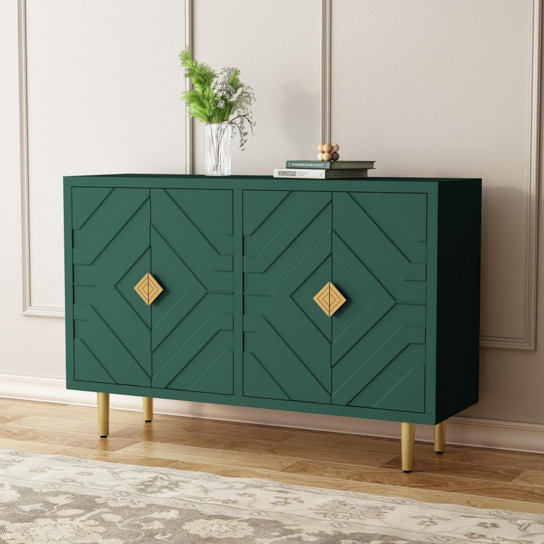 Buffet design moderne en bois massif gris a 4 portes