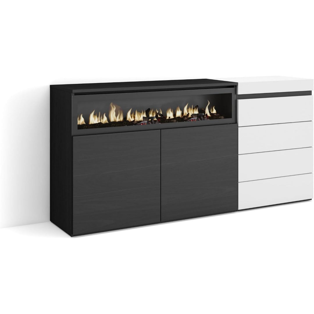 Commode Grise 4 tiroirs moderne, allure contemporaine