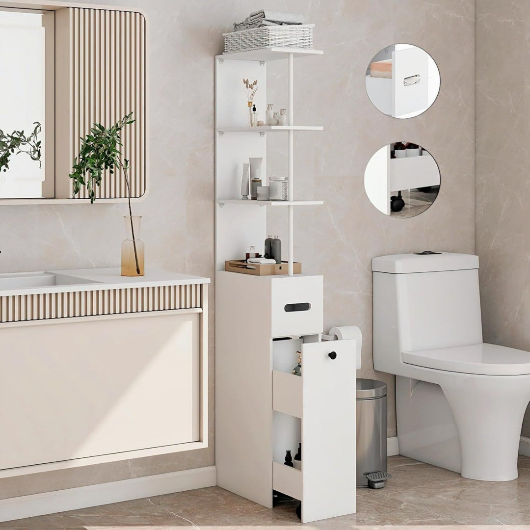 Meuble colonne en MDF, couleur gris clair