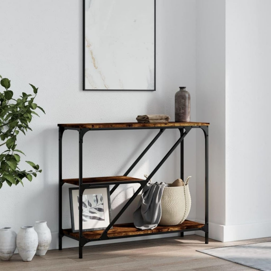 Console gris compact grand espace de rangement 88.5 x 30 x 75 cm