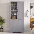 Meuble colonne en MDF, gris, etageres reglables et rangement pratique