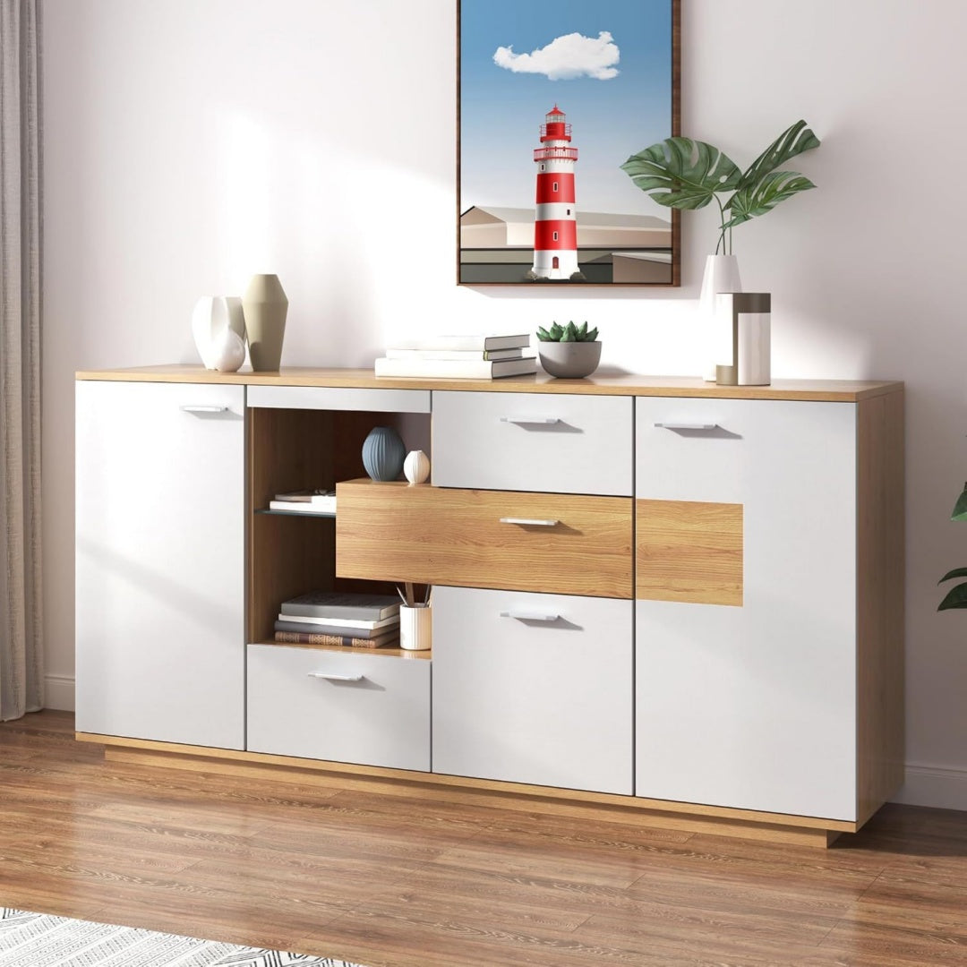 Commode finition gris clair en bois
