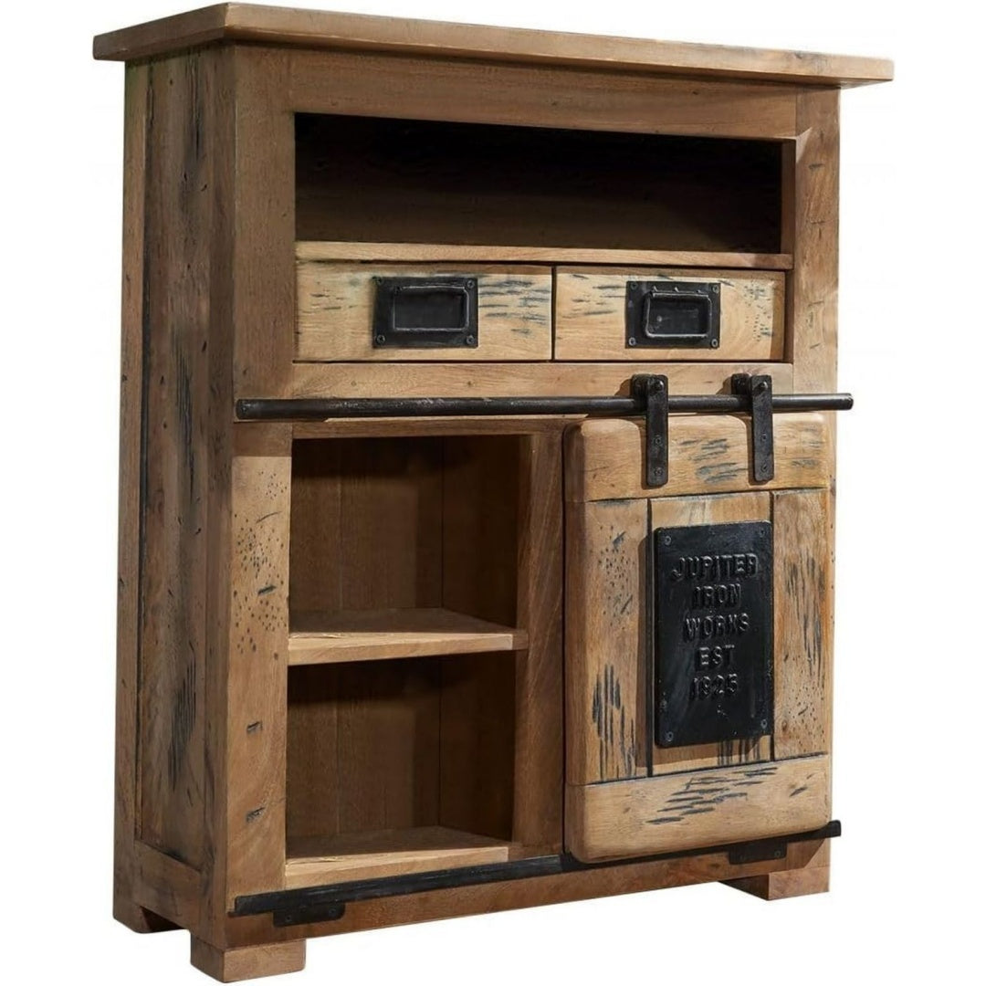 Marron buffet style industriel avec 2 tiroirs