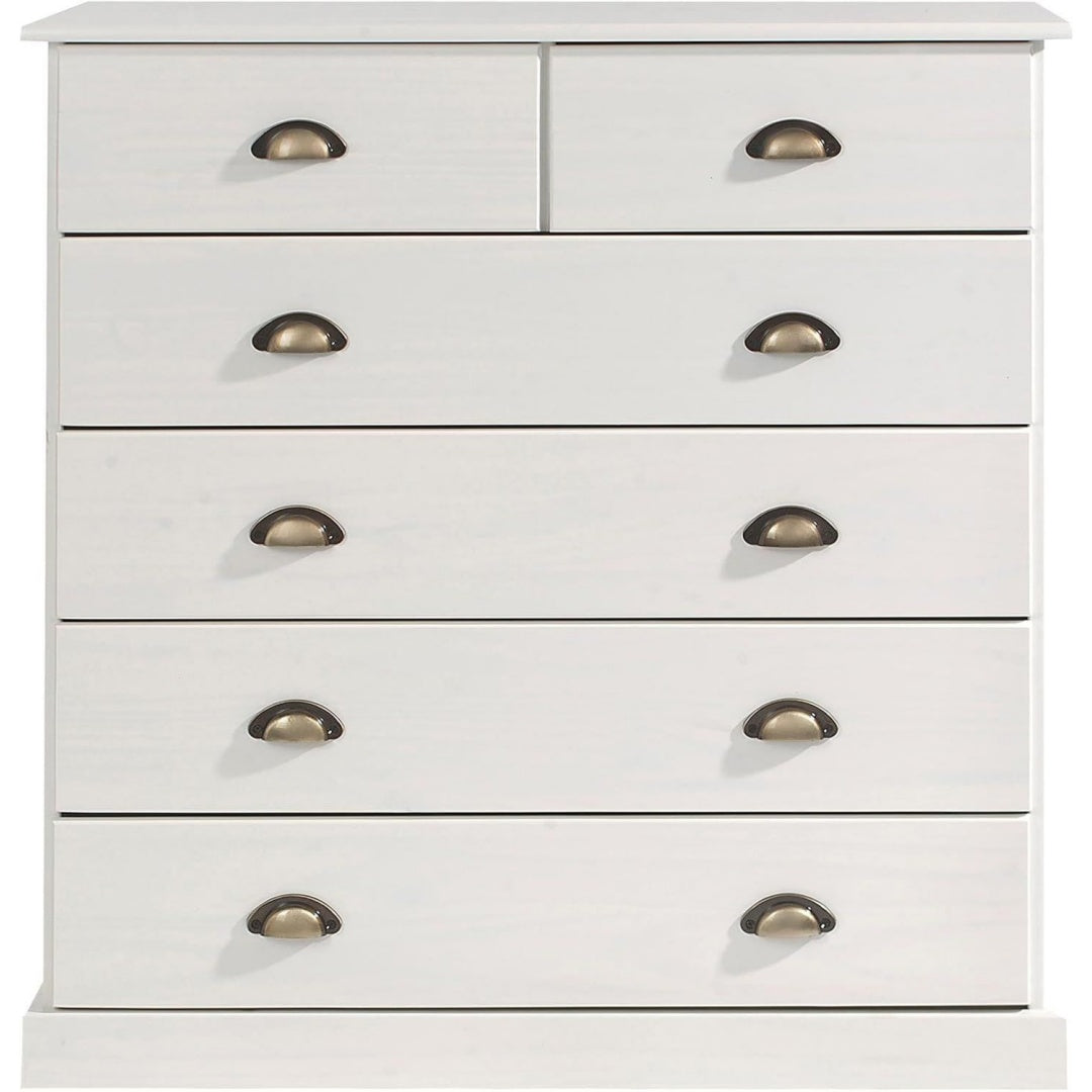 Commode gris clair 6 tiroirs rustique