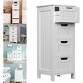 Commode en MDF teinte gris clair, quatre tiroirs