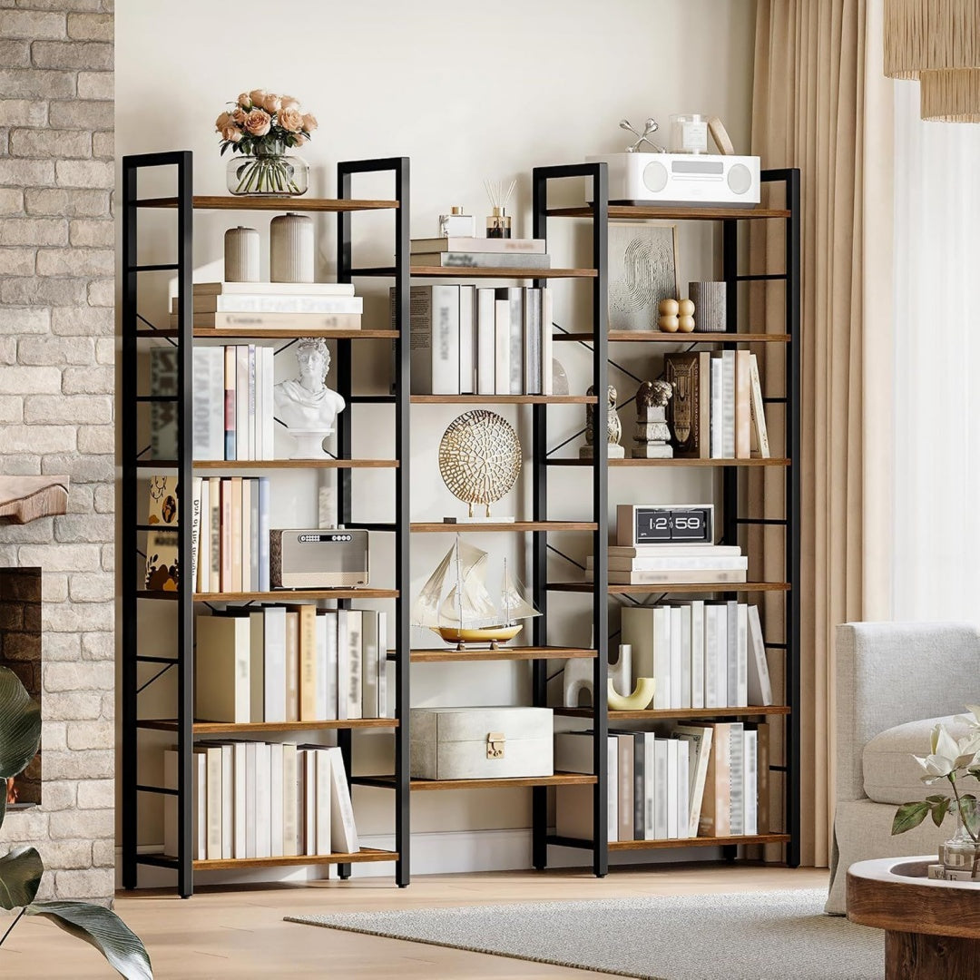 Bibliotheque gris clair style rustique
