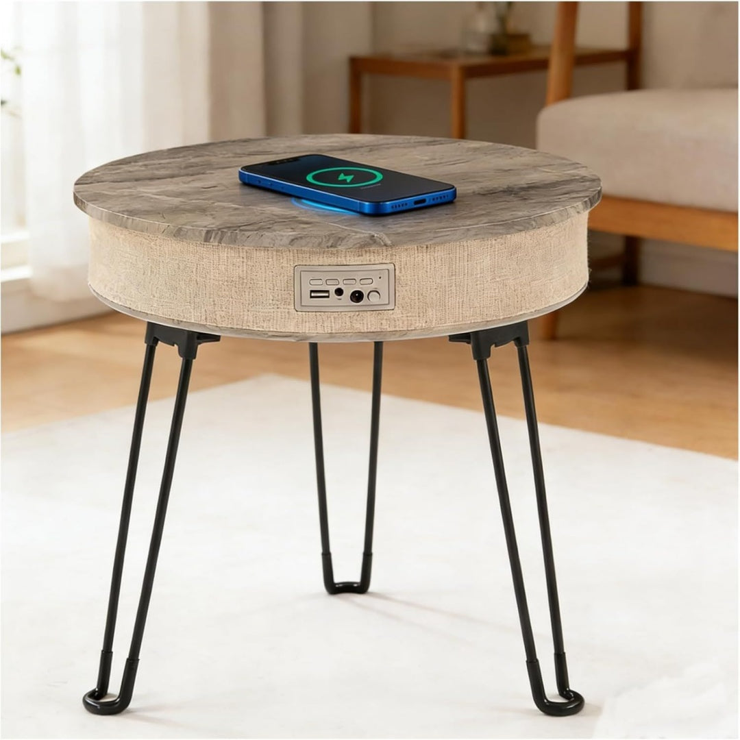 Jolie table basse avec un port de chargement USB