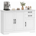 Meuble de rangement buffet gris clair, deux tiroirs, deux portes