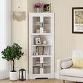 Vitrine gris clair avec 4 portes avec plateau en verre trempe