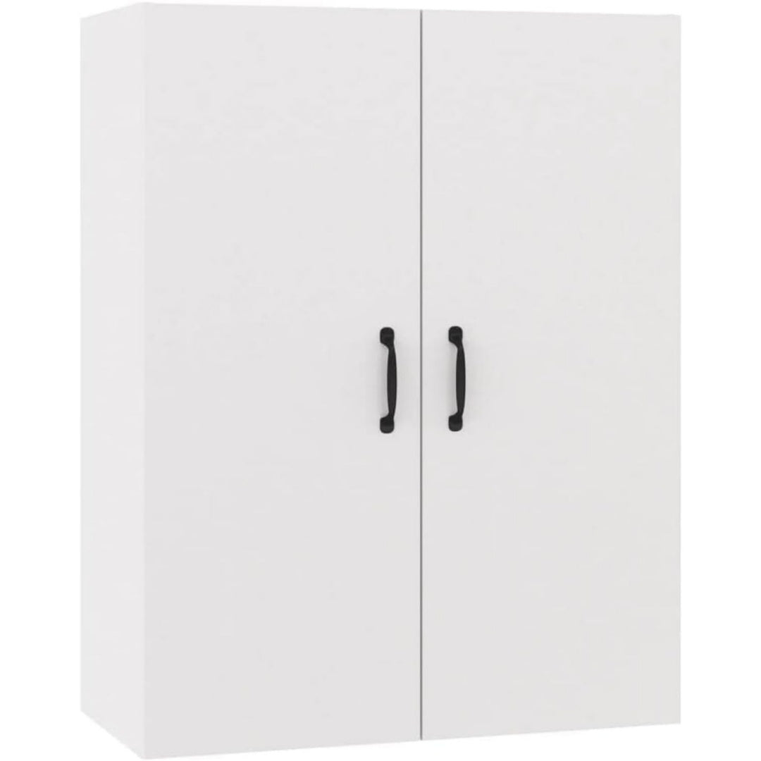 Armoire de rangement gris clair fixation murale a 2 portes bois ingenierie
