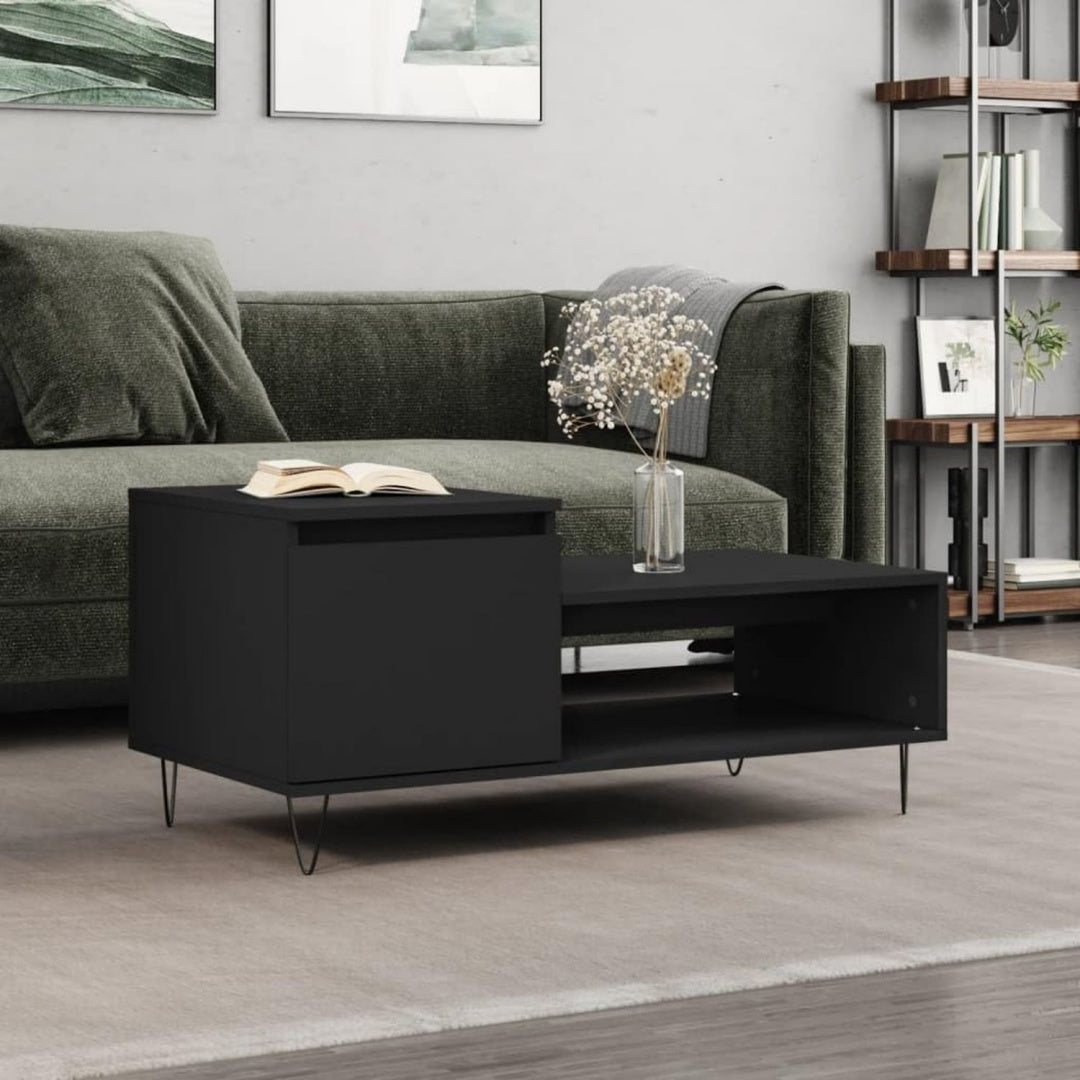 Table basse gris astucieux pieds metalliques 100 x 50 x 45 cm