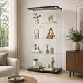 Vitrine gris clair, vitre, rangement interieur optimise