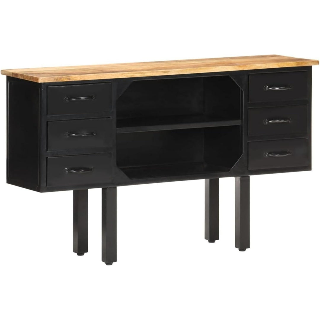 Buffet noir 110 x 30 x 65 cm 6 tiroirs industriel